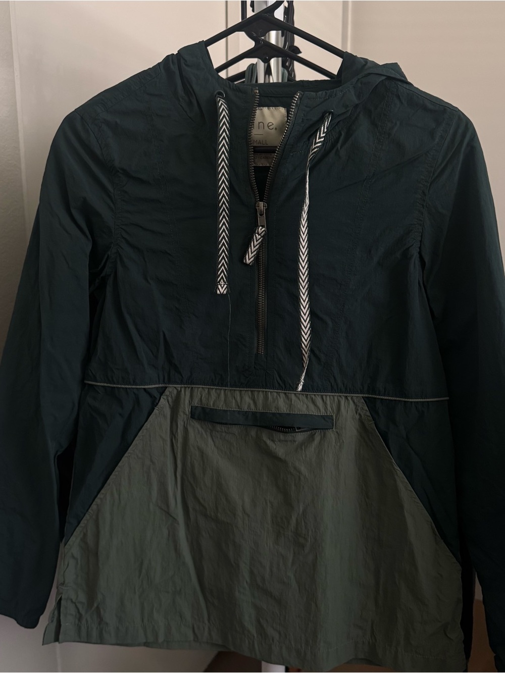 Zine Clothing Teal Pullover Anorak with Chevron Drawcord